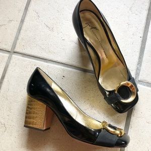 Giuseppe Zanotti / Black & Grey Open-Toe Heels